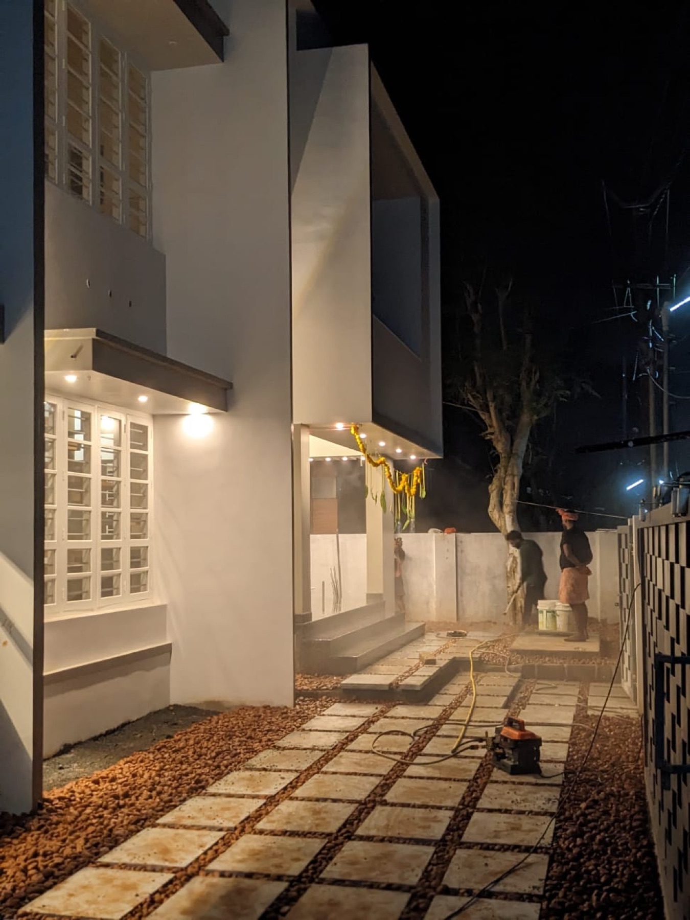 Entrance approach at night