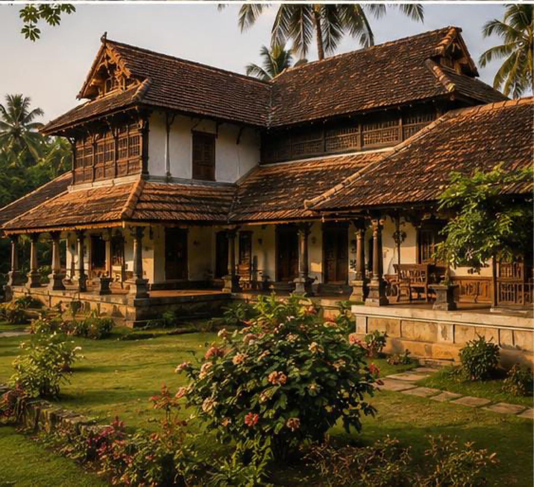 Tharavadu veranda and garden